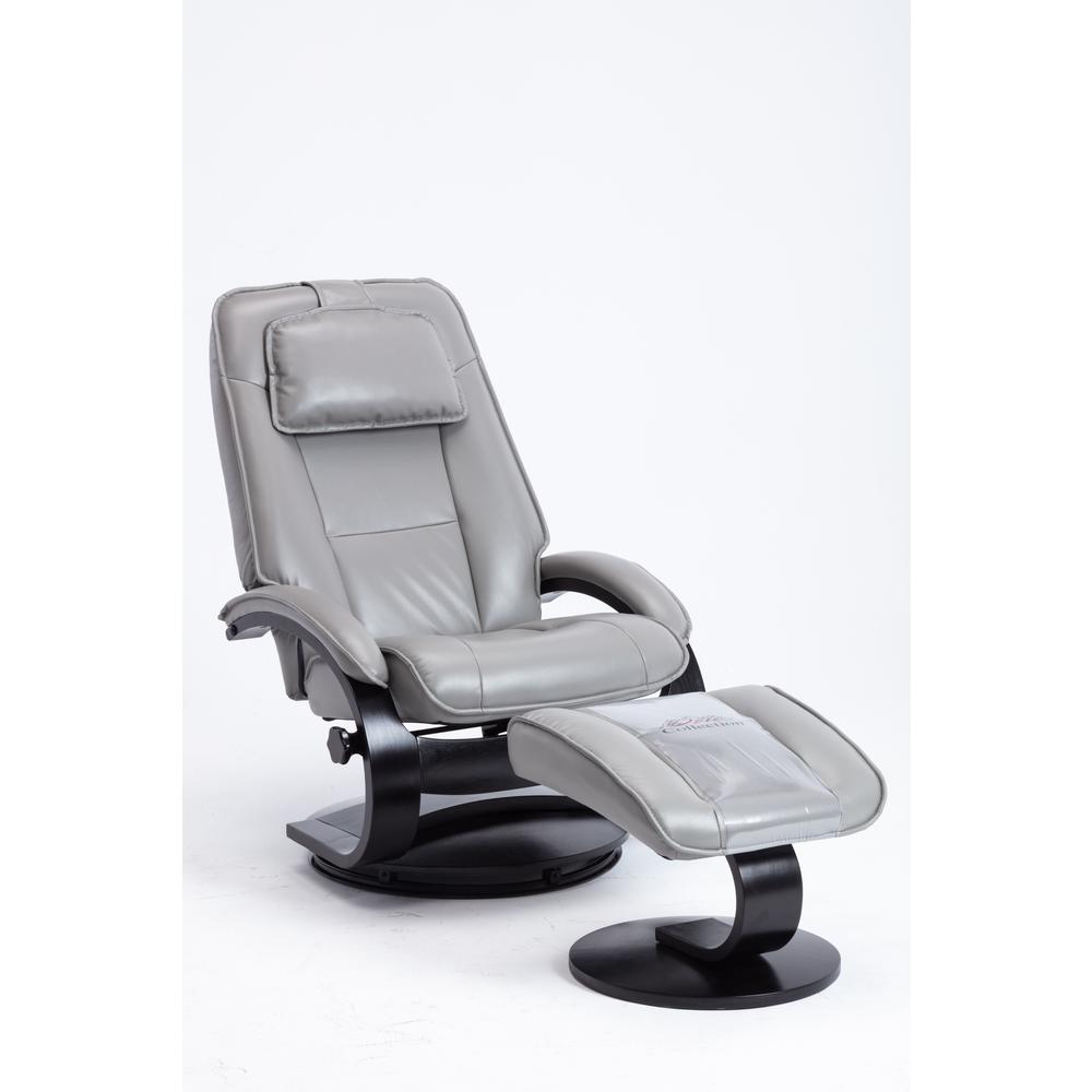 Relax-R™ Brampton Recliner and Ottoman in Steel Air Leather. Picture 1