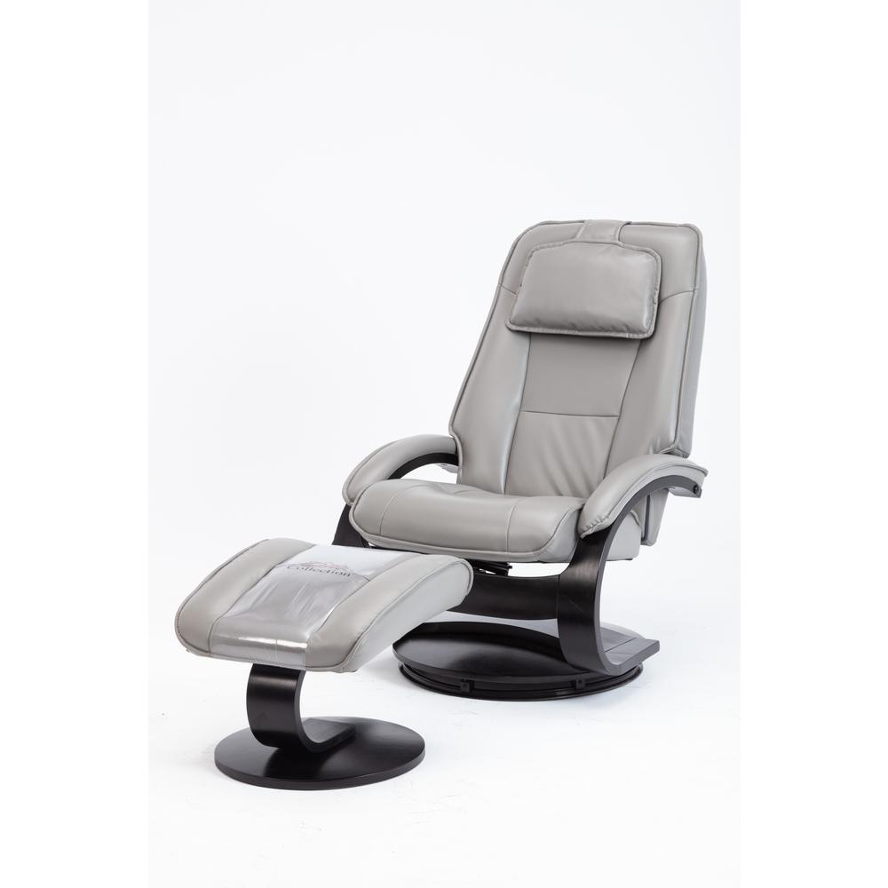 Relax-R™ Brampton Recliner and Ottoman in Steel Air Leather. Picture 2