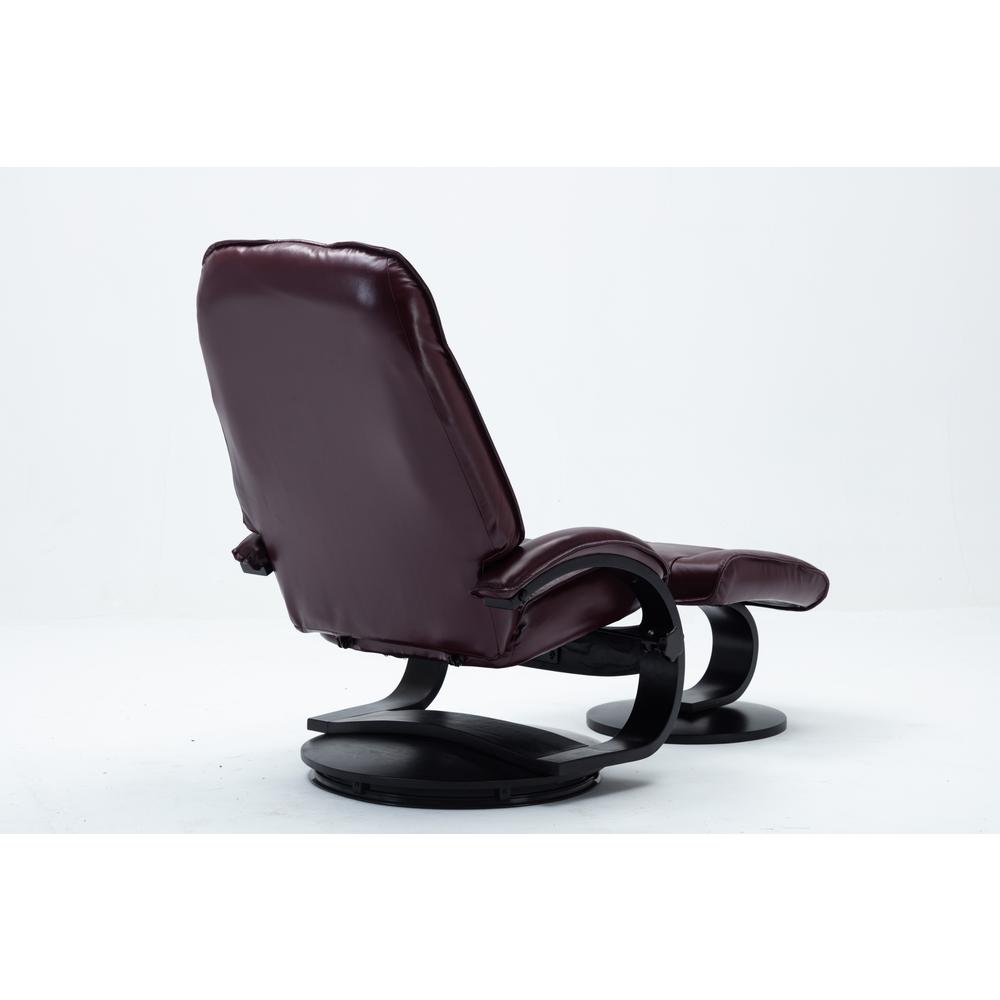 Relax-R™ Brampton Recliner and Ottoman in Merlot Top Grain Leather. Picture 4