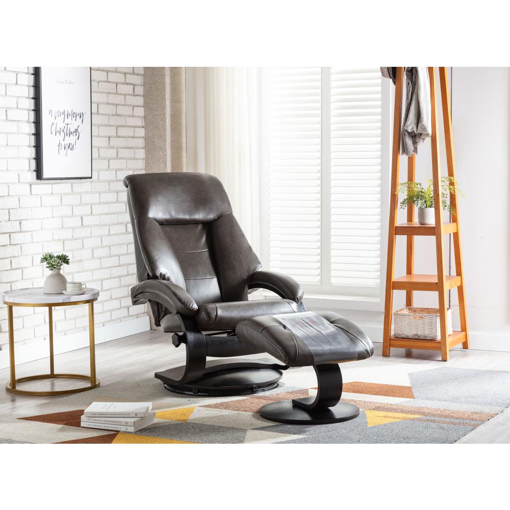 Relax-R™ Montreal Recliner and Ottoman in Black Pepper Air Leather. Picture 7