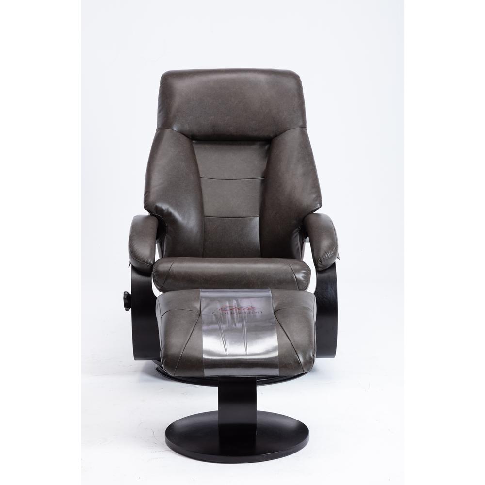 Relax-R™ Montreal Recliner and Ottoman in Black Pepper Air Leather. Picture 2