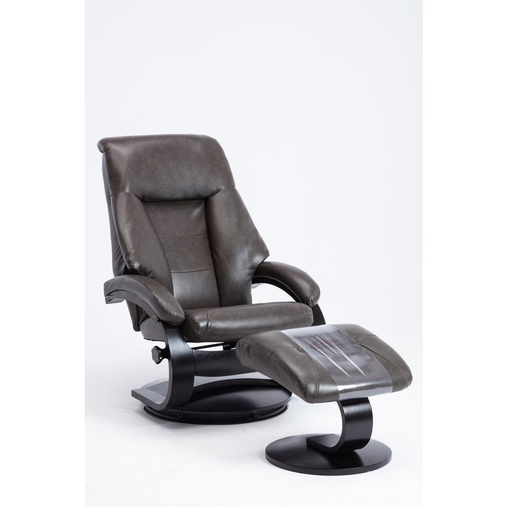 Relax-R™ Montreal Recliner and Ottoman in Black Pepper Air Leather. Picture 1