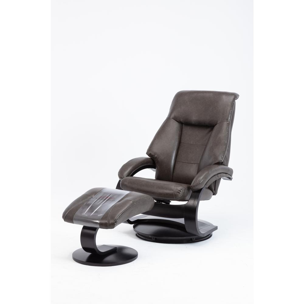 Relax-R™ Montreal Recliner and Ottoman in Black Pepper Air Leather. Picture 3