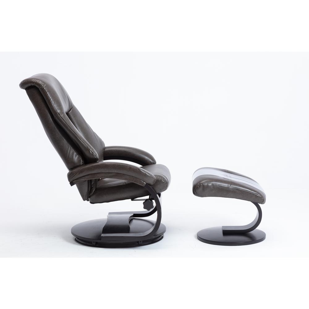Relax-R™ Montreal Recliner and Ottoman in Black Pepper Air Leather. Picture 4