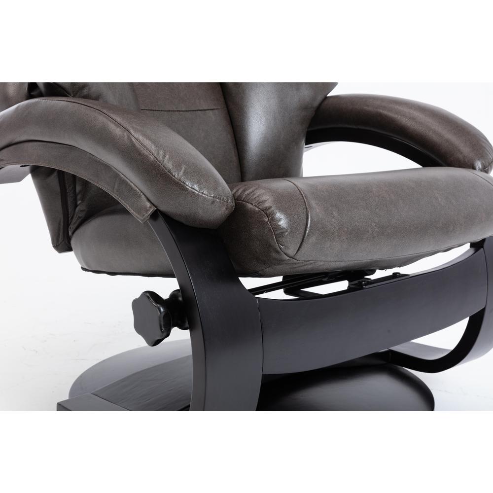 Relax-R™ Montreal Recliner and Ottoman in Black Pepper Air Leather. Picture 6
