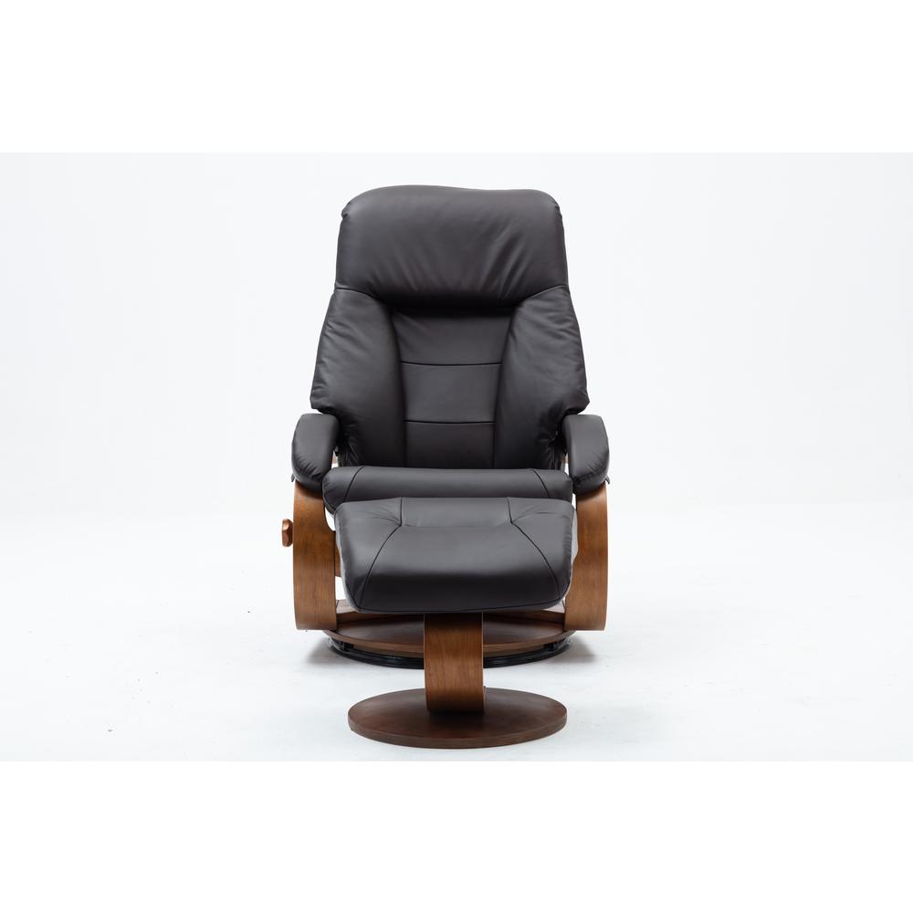 Relax-R™ Montreal Recliner and Ottoman in Espresso Top Grain Leather. Picture 1