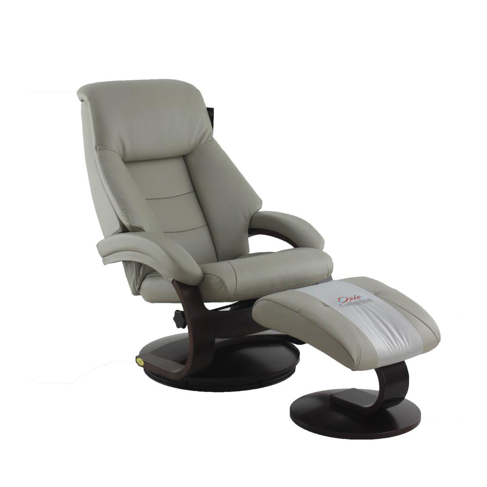 Relax-R™ Montreal Recliner and Ottoman in Putty Top Grain Leather. Picture 1