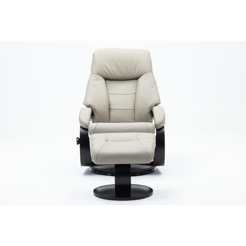 Relax-R™ Montreal Recliner and Ottoman in Putty Top Grain Leather. Picture 2