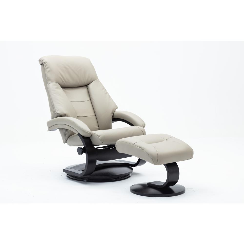 Relax-R™ Montreal Recliner and Ottoman in Putty Top Grain Leather. Picture 4