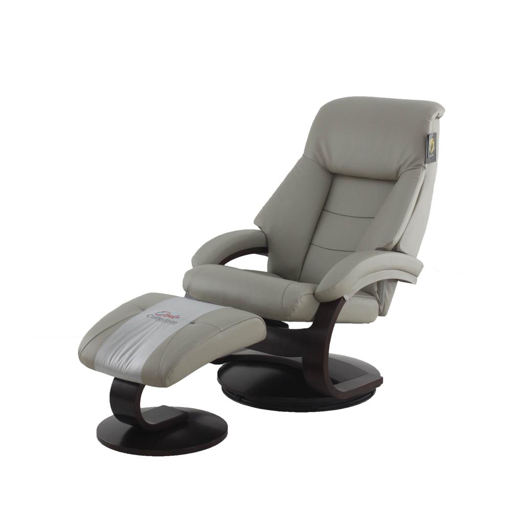Relax-R™ Montreal Recliner and Ottoman in Putty Top Grain Leather. Picture 5