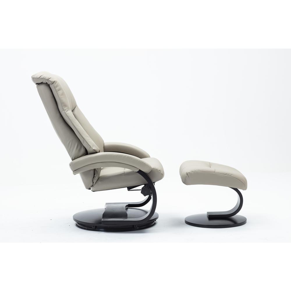 Relax-R™ Montreal Recliner and Ottoman in Putty Top Grain Leather. Picture 6