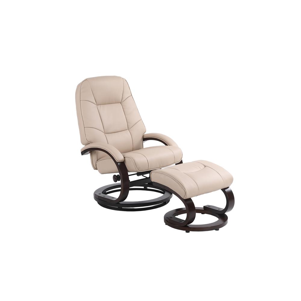 Sundsvall Recliner and Ottoman in Khaki Air Leather , Khaki/ Chocolate Base. Picture 2