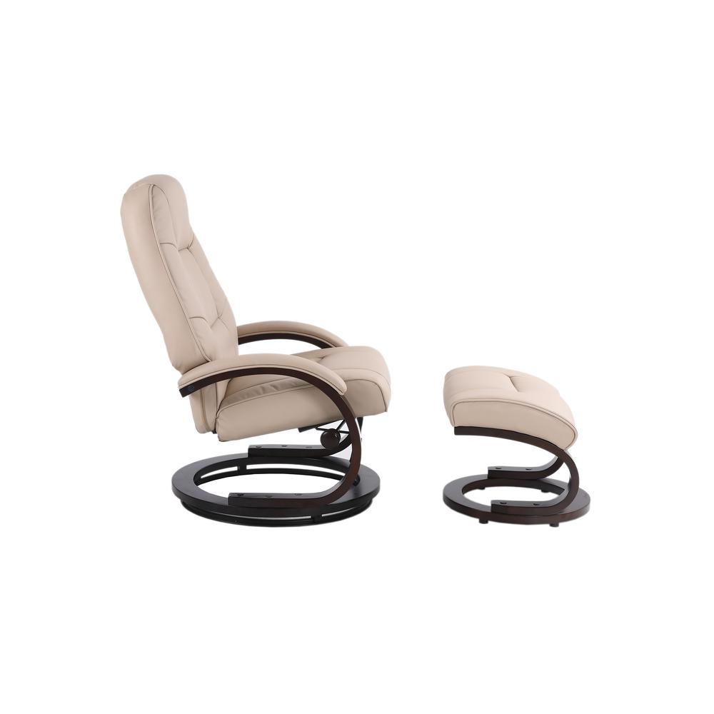Sundsvall Recliner and Ottoman in Khaki Air Leather , Khaki/ Chocolate Base. Picture 5