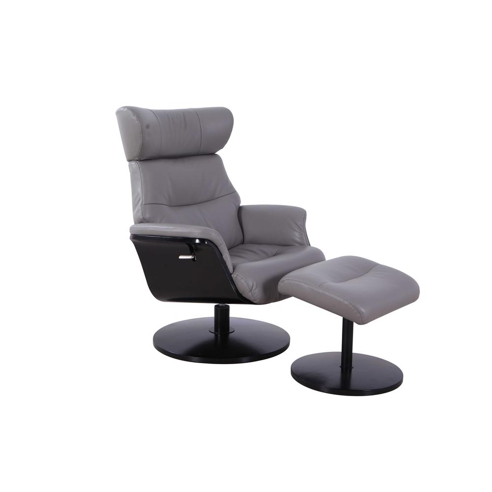 Relax-R™ Sennet Recliner and Ottoman in Steel Air Leather. Picture 1