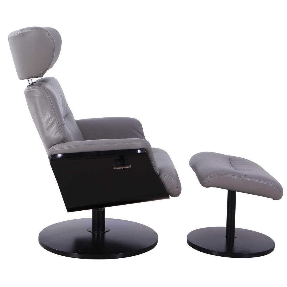 Relax-R™ Sennet Recliner and Ottoman in Steel Air Leather. Picture 3