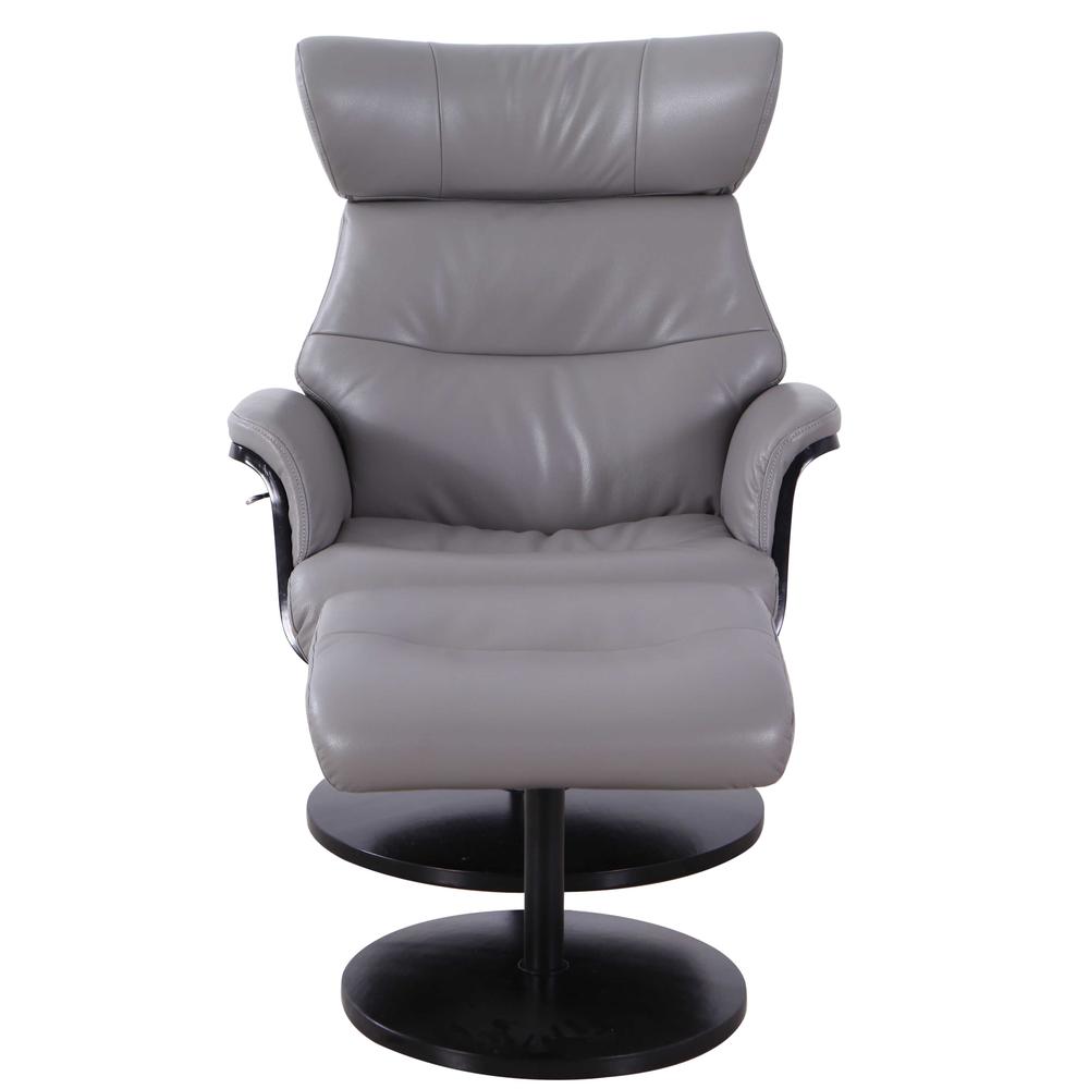 Relax-R™ Sennet Recliner and Ottoman in Steel Air Leather. Picture 4