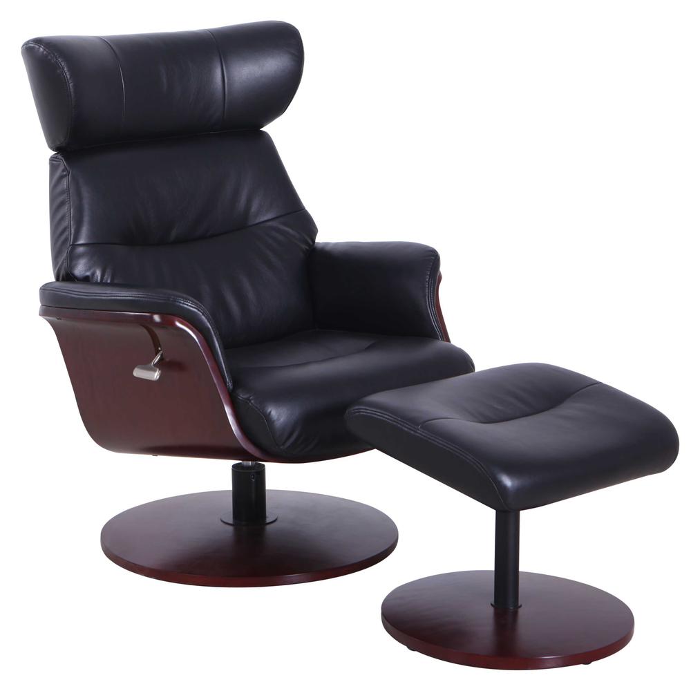 Relax-R™ Sennet Recliner and Ottoman in Black Air Leather. The main picture.