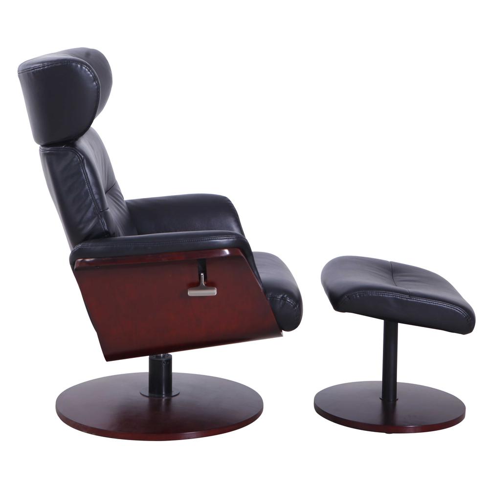 Relax-R™ Sennet Recliner and Ottoman in Black Air Leather. Picture 3