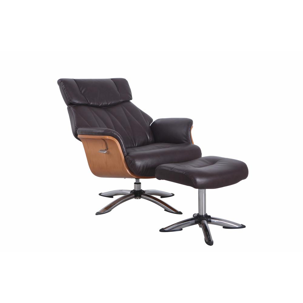 Relax-R™ Caitlin Recliner and Ottoman in Espresso Air Leather. Picture 2