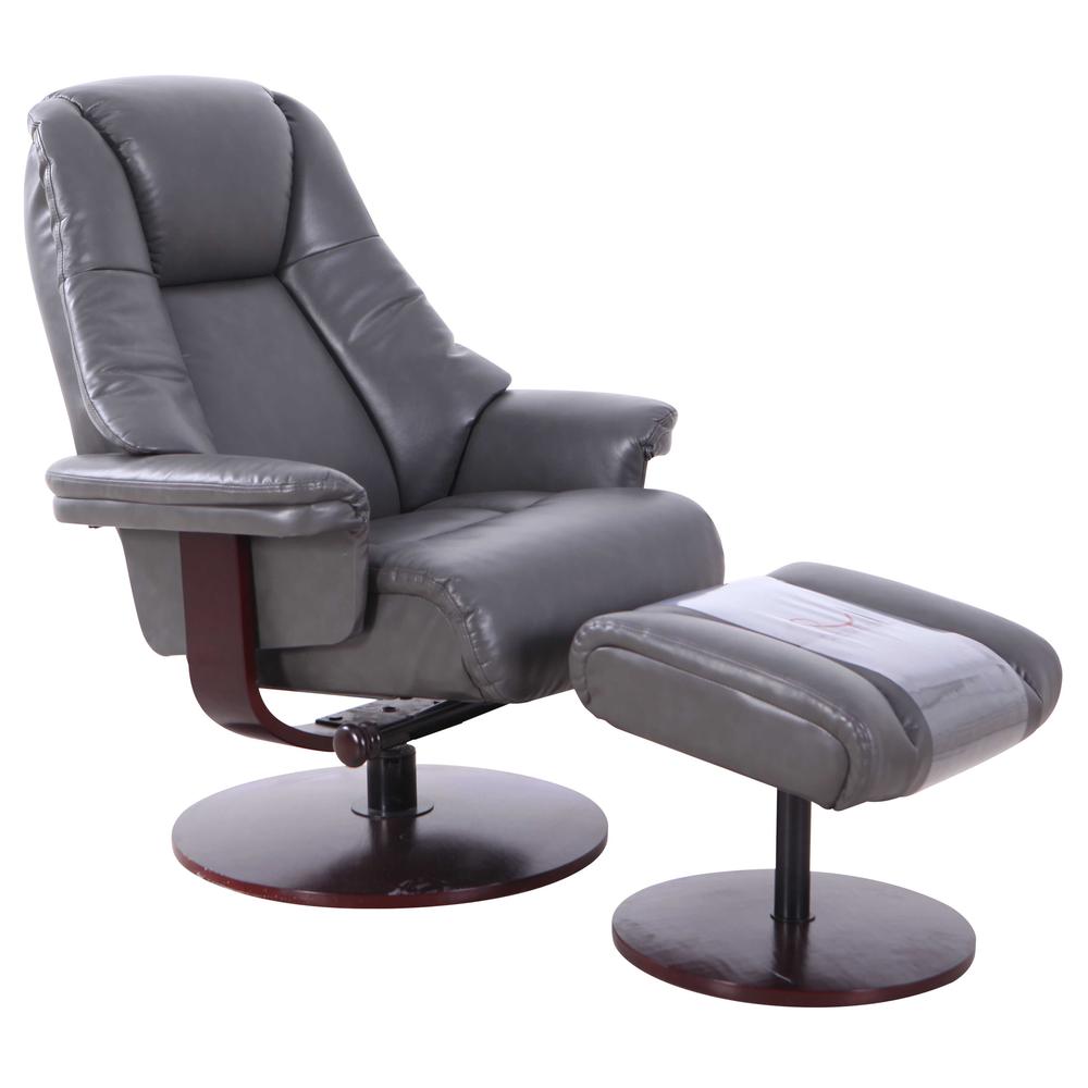 Relax-R™ Lindley Recliner and Ottoman in Charcoal Air Leather. Picture 1