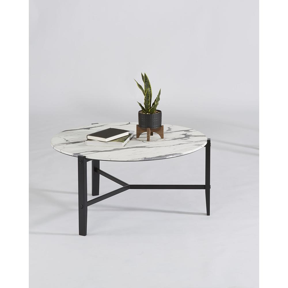 Cocktail Table, Chantilly White/Black Metal. Picture 1