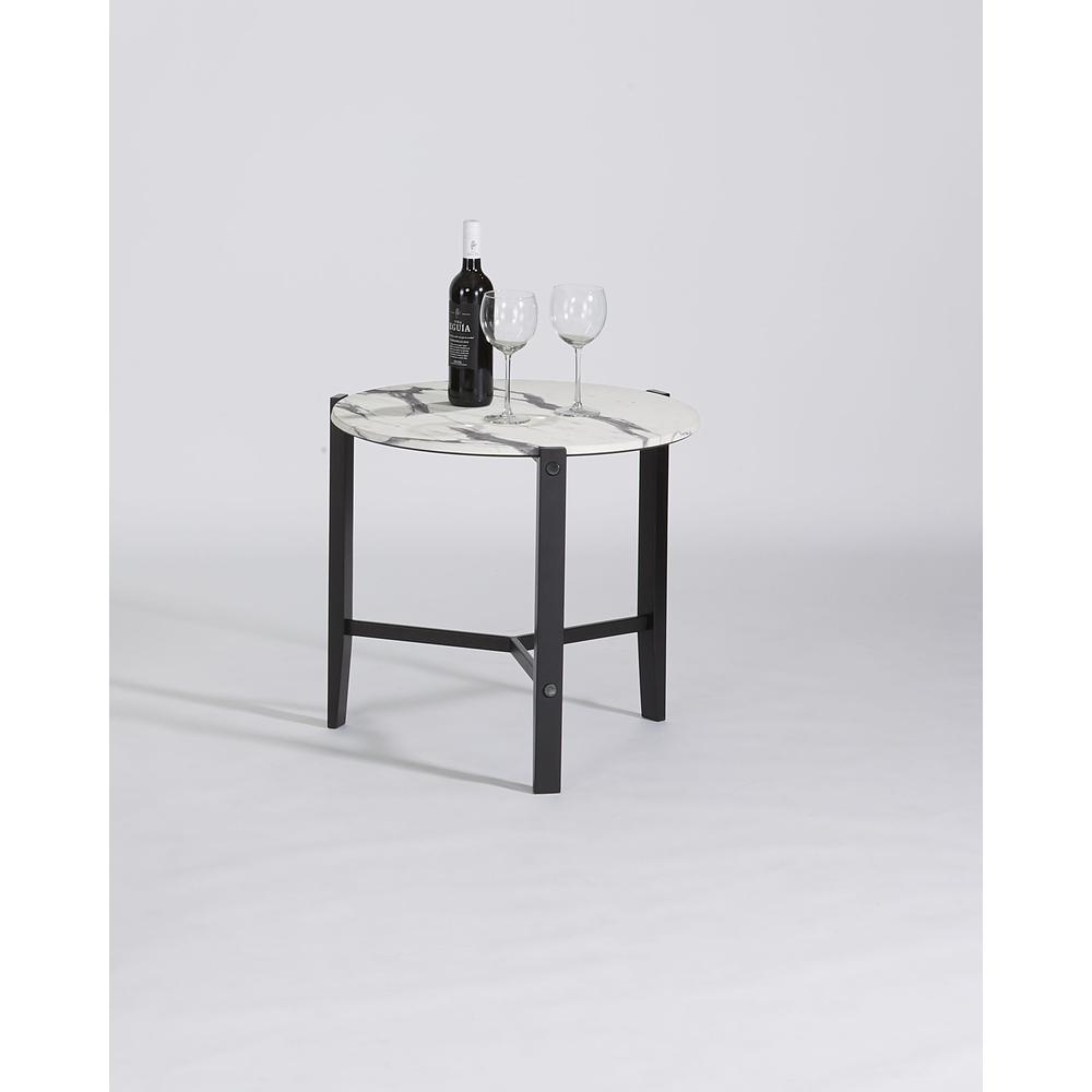End Table, Chantilly White/Black Metal. Picture 1