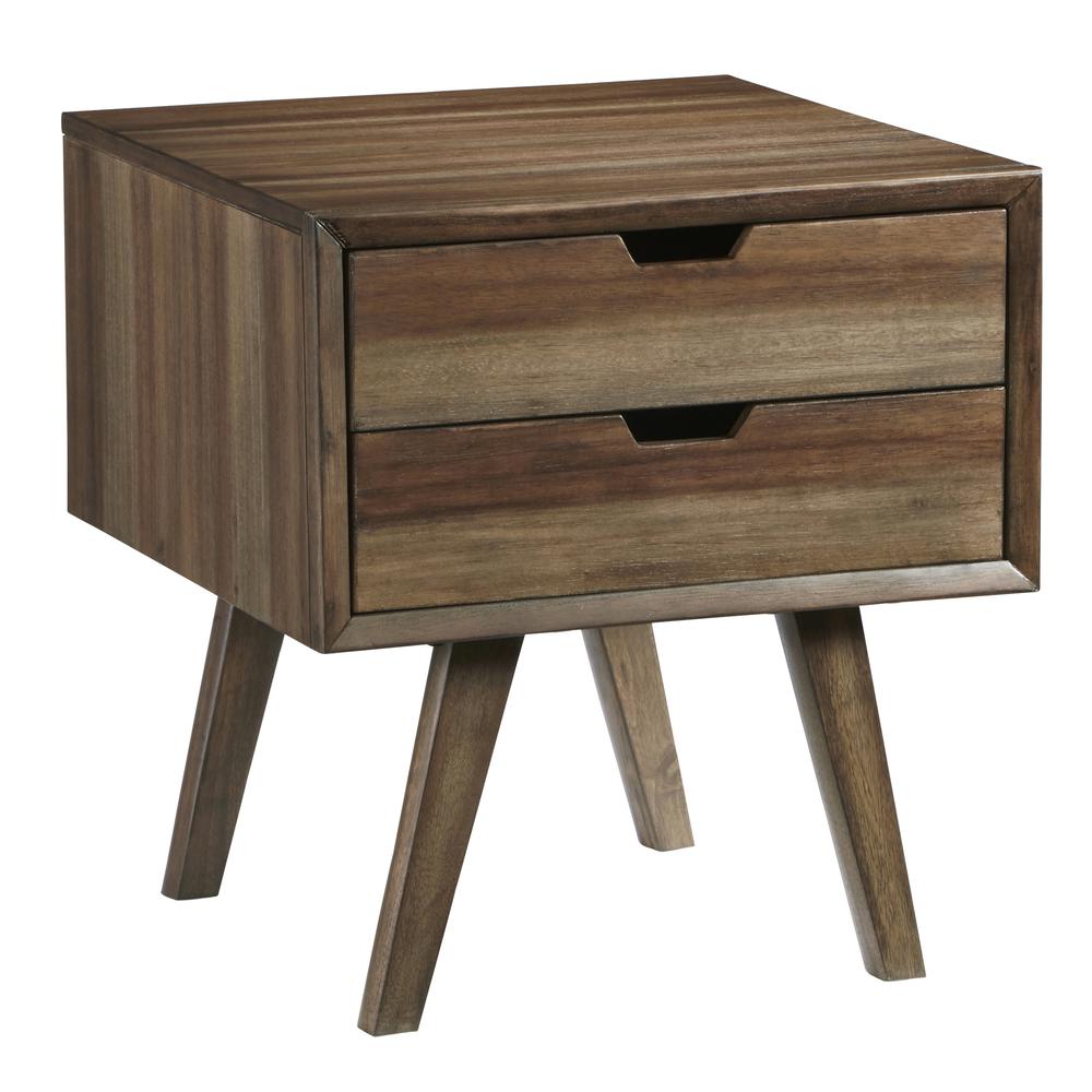 End Table w/Drawers - Brown. Picture 1
