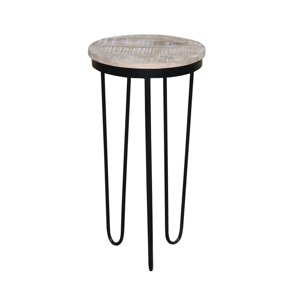 Round Chairside Table - Tan/Black. Picture 2