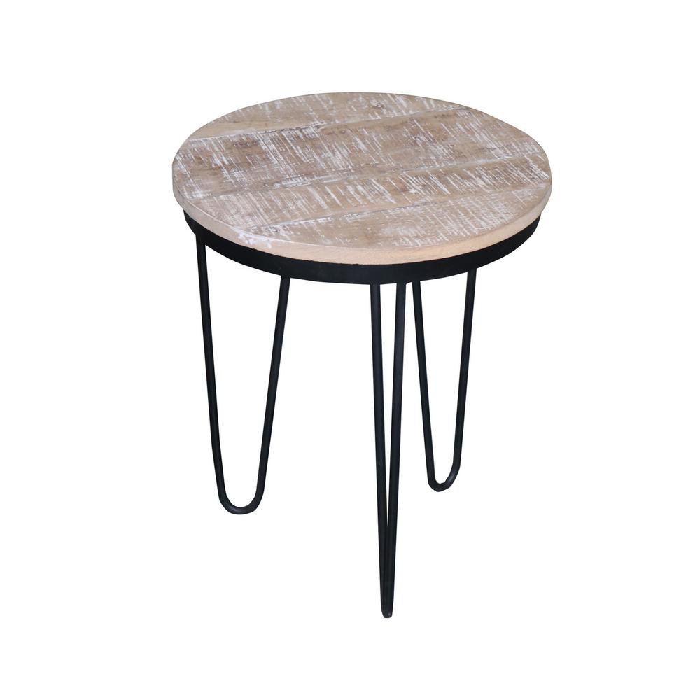 Round End Table - Tan/Black. Picture 5