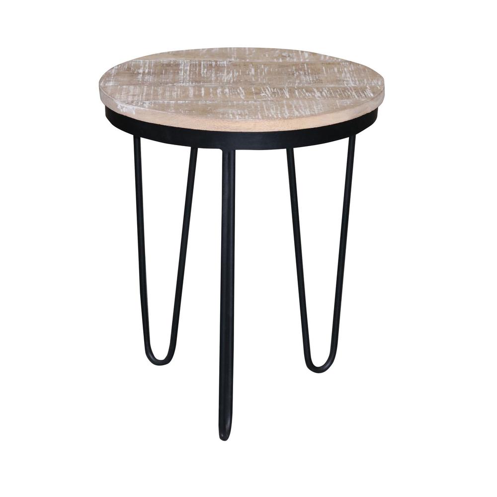 Round End Table - Tan/Black. Picture 2
