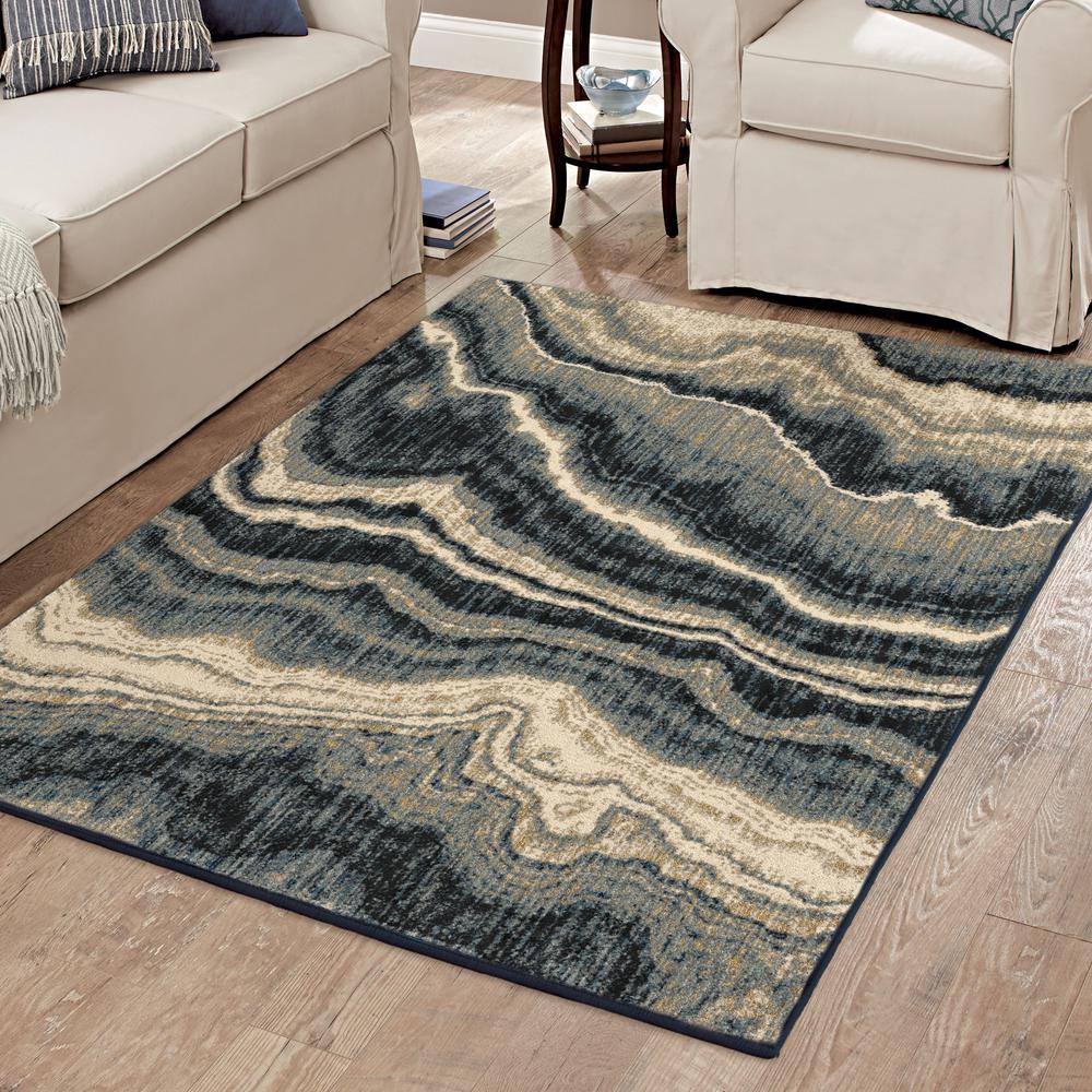 Orian American Heritage Abstract Stone Indigo Area Rug (7'6" x 9'6"). Picture 4