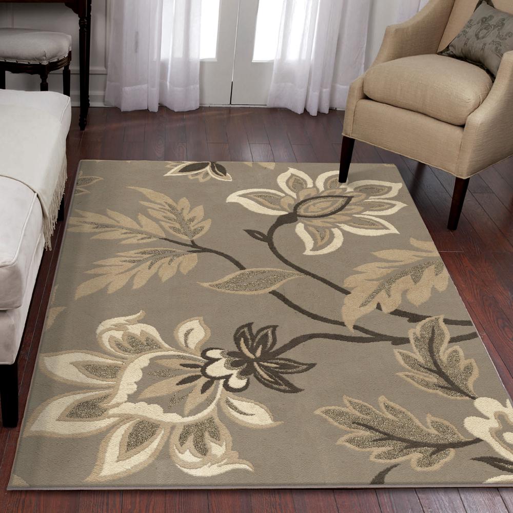 Orian Nuance Lily Taupe Area Rug (5'3" x 7'6"). Picture 5