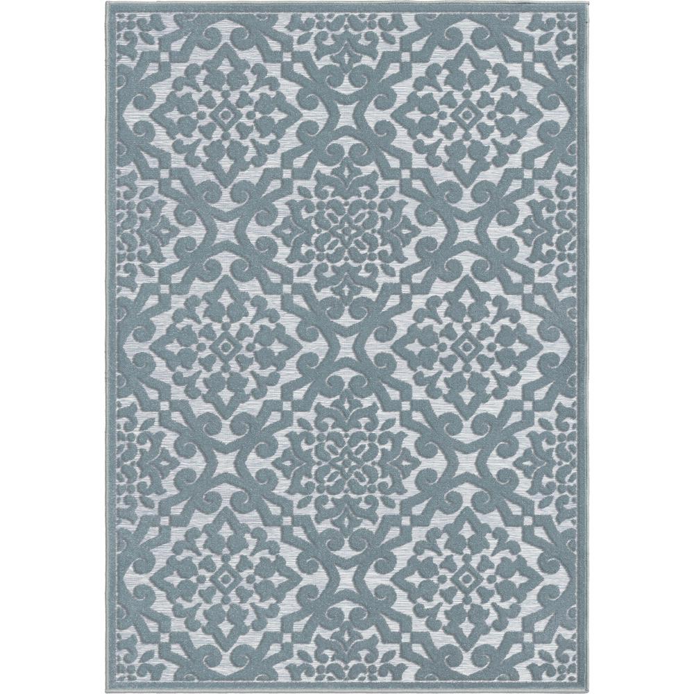 Boucle Indoor/Outdoor Lansing Harbor Blue Area Rug (9' x 13'). Picture 1