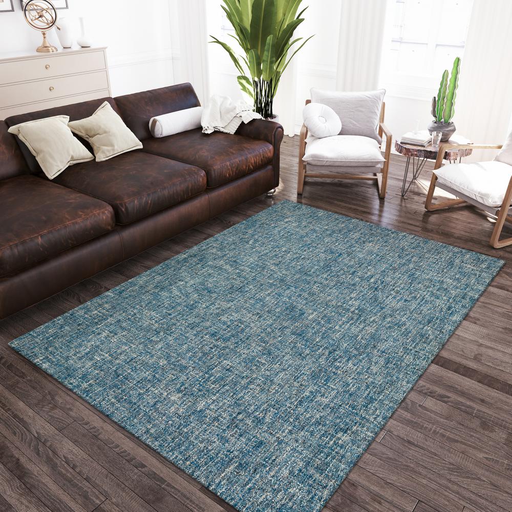 Addison Winslow Active Solid Blue 9' x 13' Area Rug. Picture 1