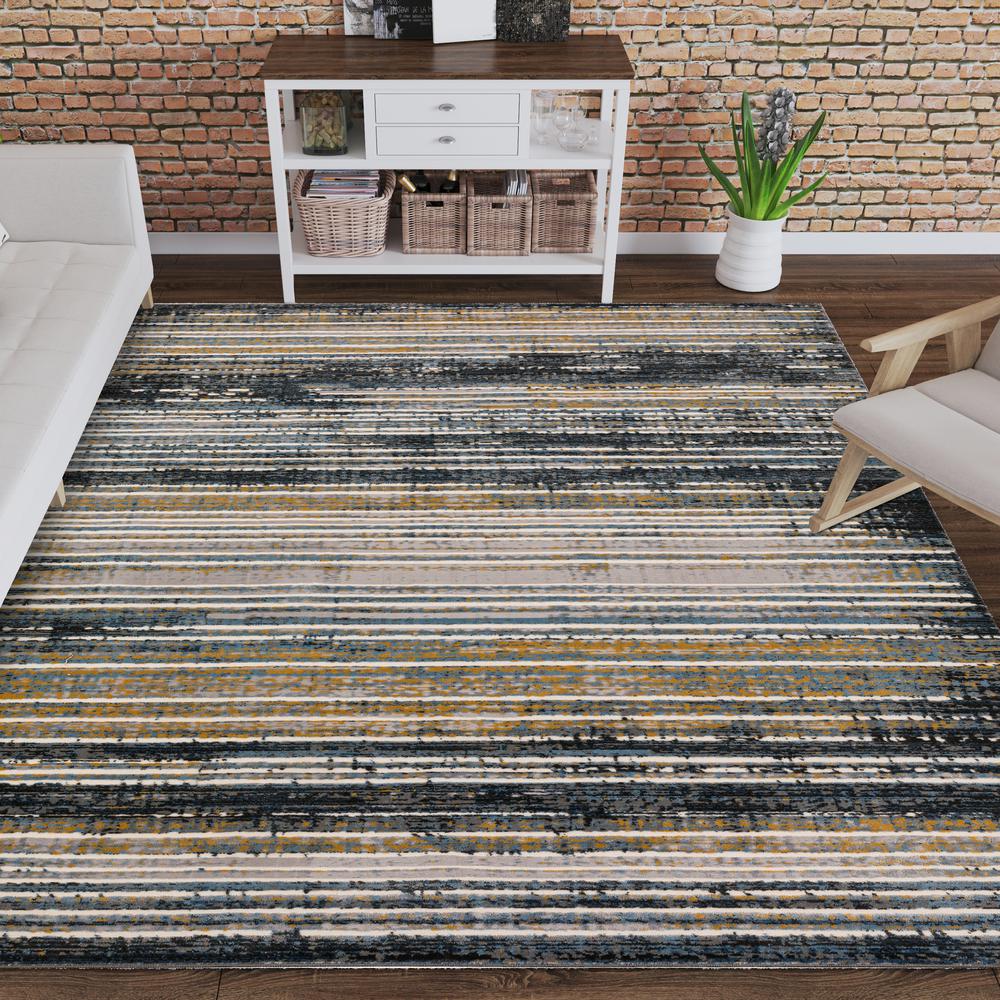 Addison Dayton Transitional Distressed Striped Storm 3’3" x 5’1" Area Rug. The main picture.