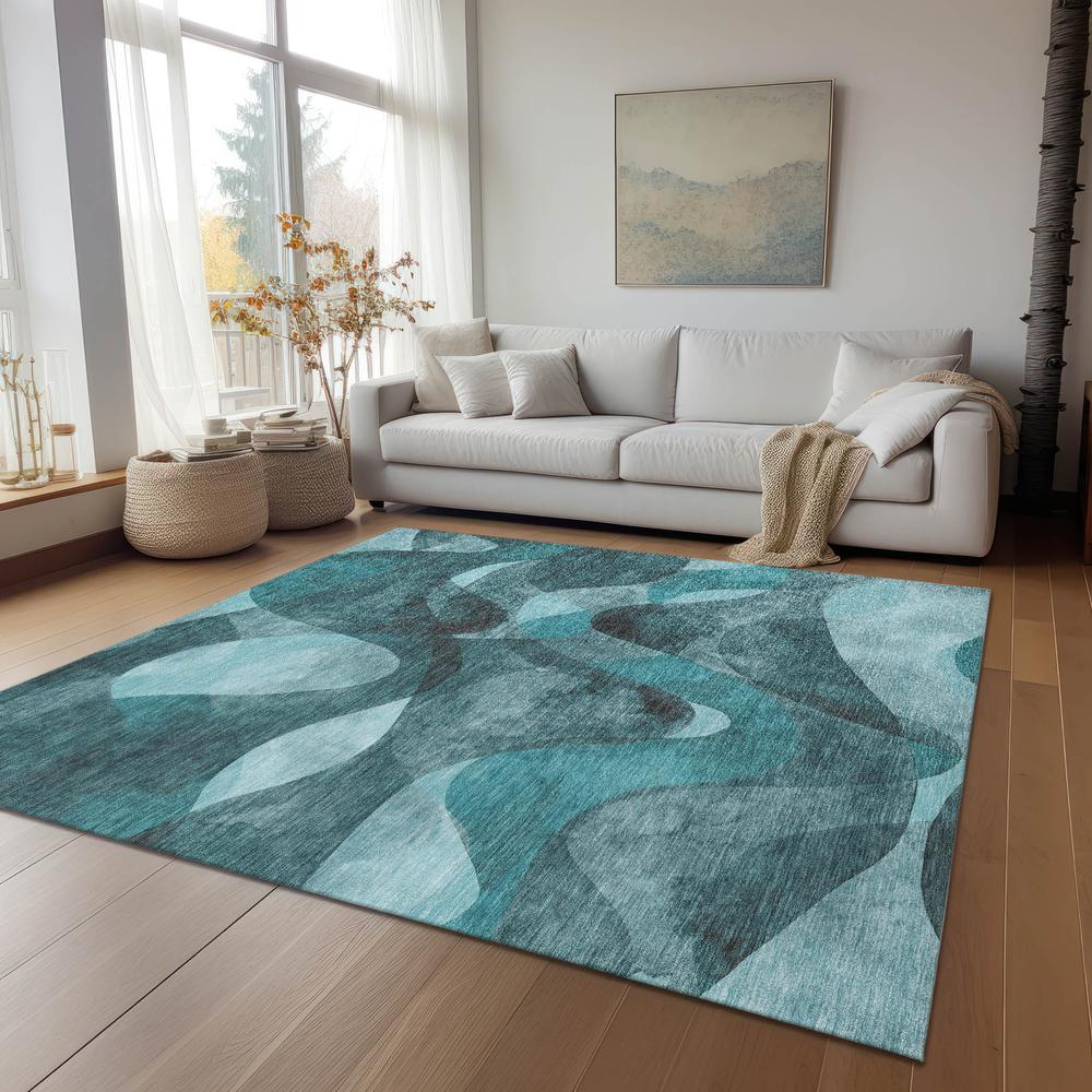 Chantille ACN536 Teal 3' x 5' Rug. Picture 7