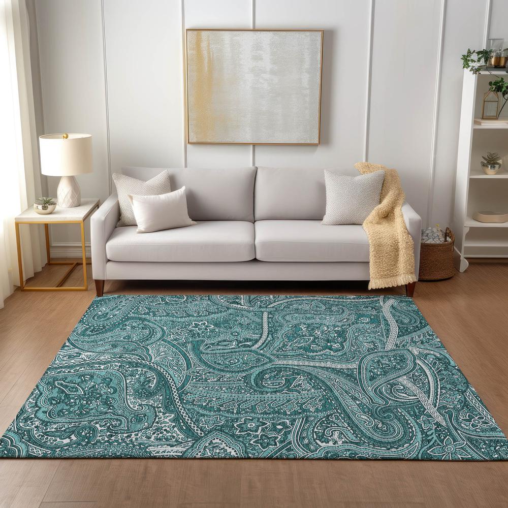 Chantille ACN623 Teal 3' x 5' Rug. Picture 6