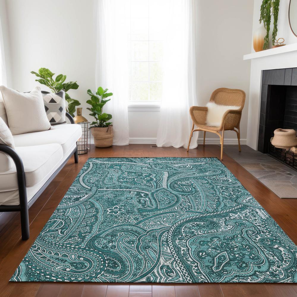 Chantille ACN623 Teal 3' x 5' Rug. Picture 7