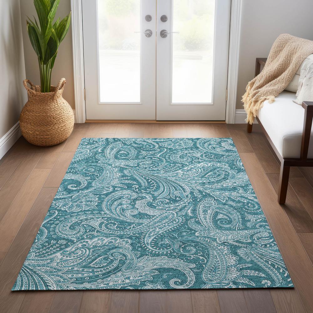 Chantille ACN654 Teal 3' x 5' Rug. Picture 7