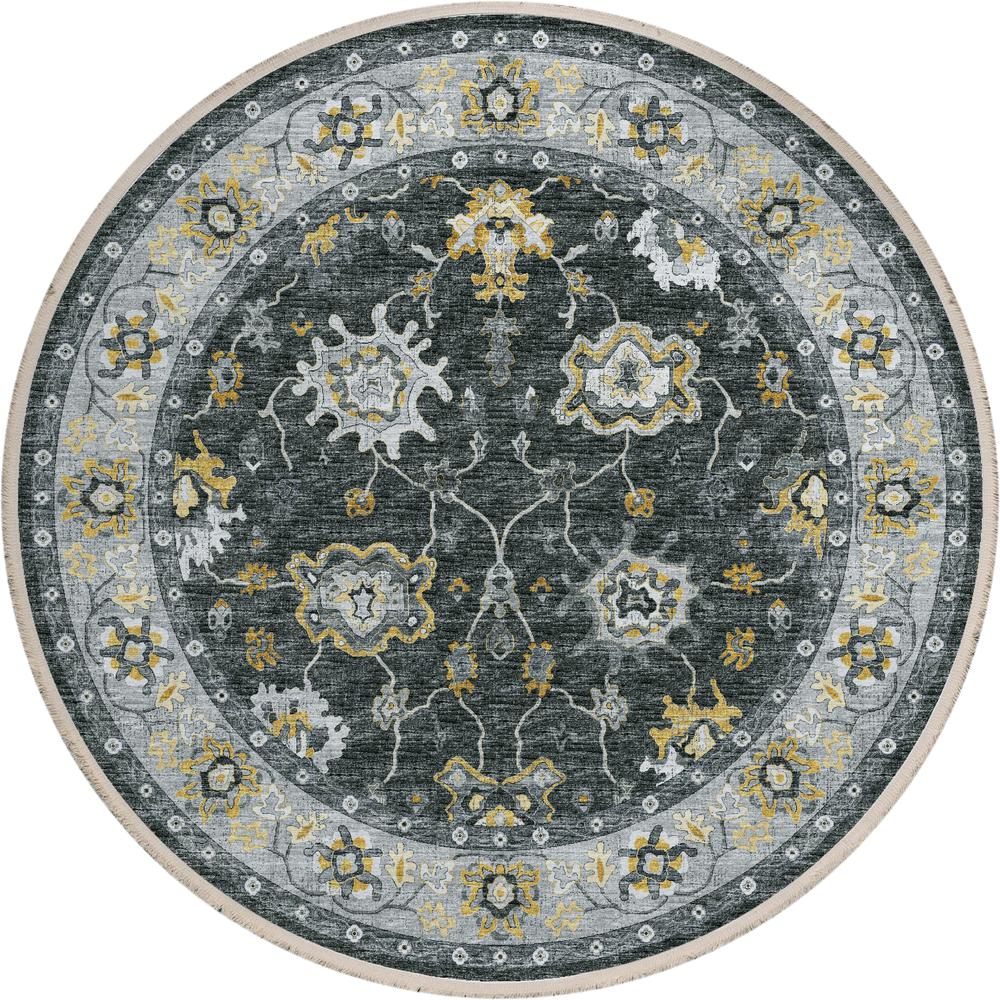 Indoor/Outdoor Marbella MB6 Midnight Washable 4' x 4' Round Rug. Picture 1