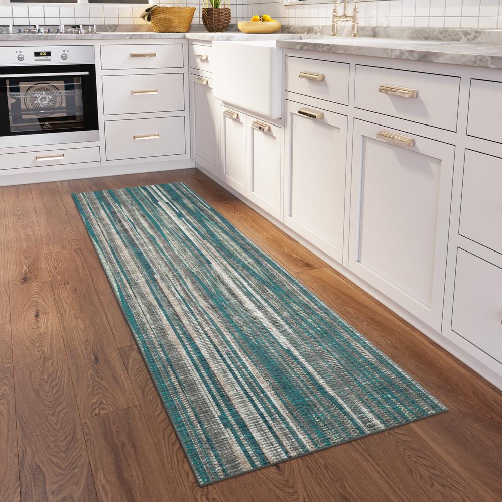 Amador AA1 Teal 2'6" x 10' Runner Rug. Picture 2
