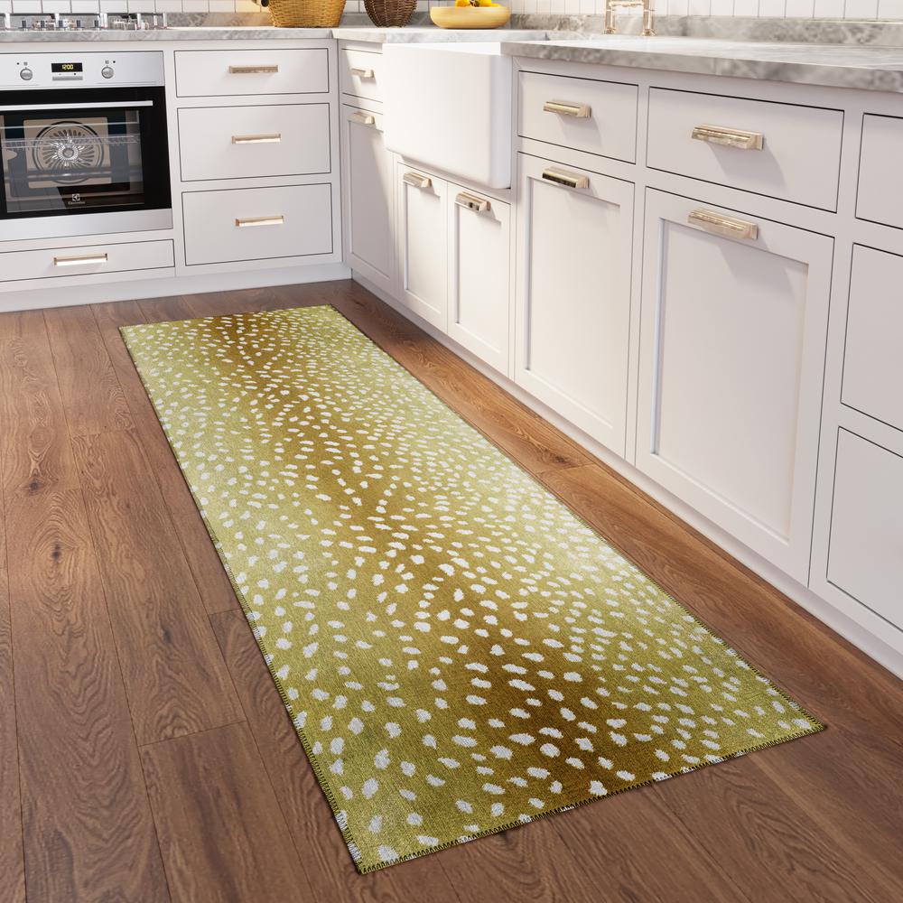 Indoor/Outdoor Mali ML3 Gold Washable 2'3" x 10' Runner Rug. Picture 2