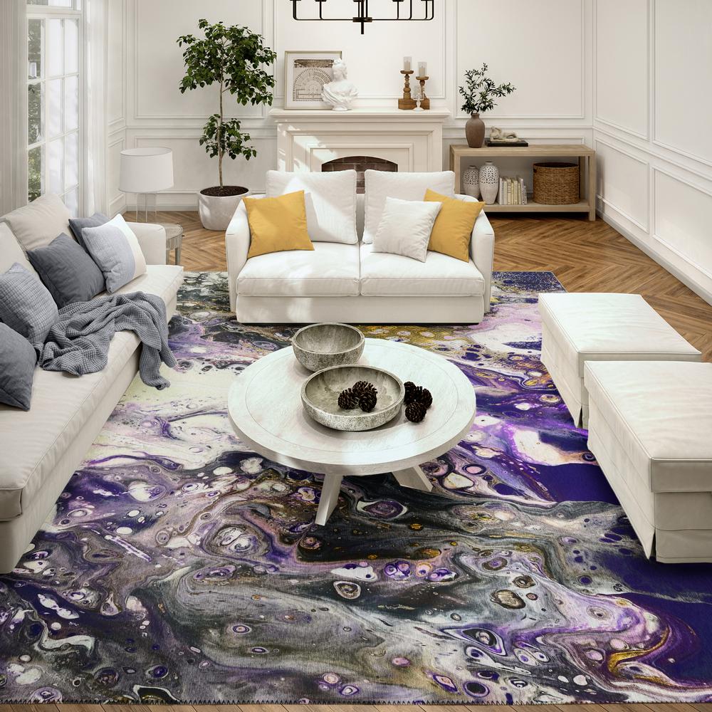 Karina Amethyst Modern Abstract 9' x 12' Area Rug Amethyst AKC37. Picture 1