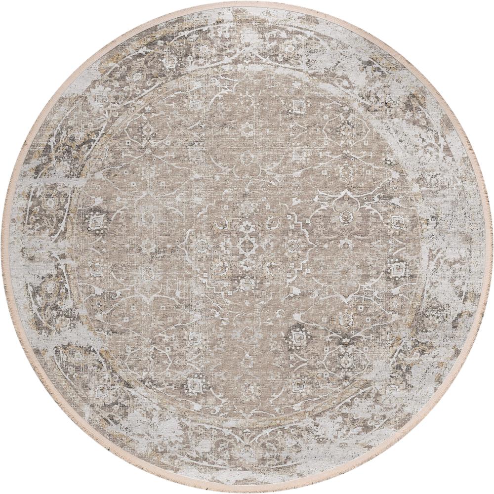 Indoor/Outdoor Marbella MB2 Taupe Washable 4' x 4' Round Rug. Picture 1