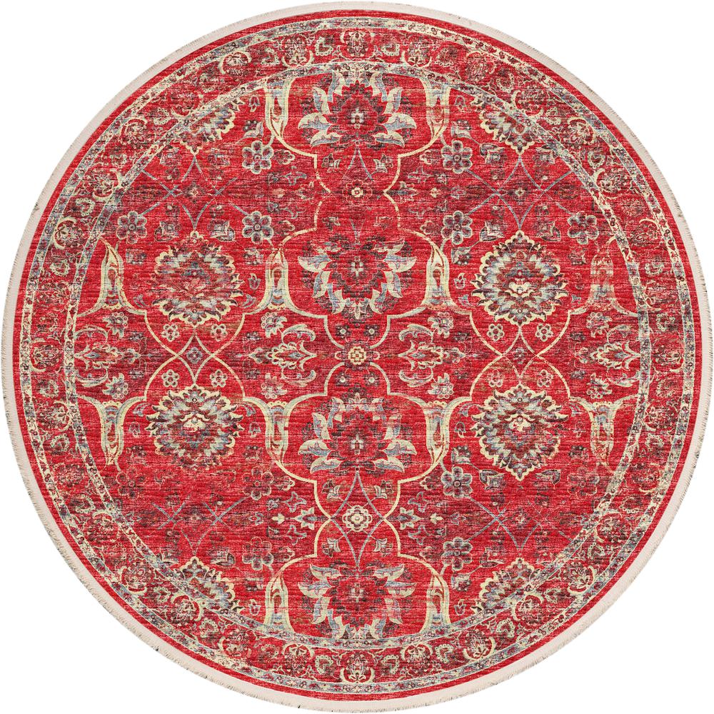 Indoor/Outdoor Marbella MB5 Poppy Washable 4' x 4' Round Rug. Picture 1