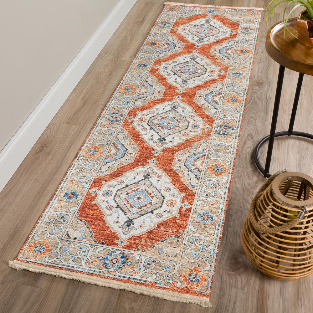 Indoor/Outdoor Marbella MB1 Spice Washable 2'3" x 12' Runner Rug. Picture 2