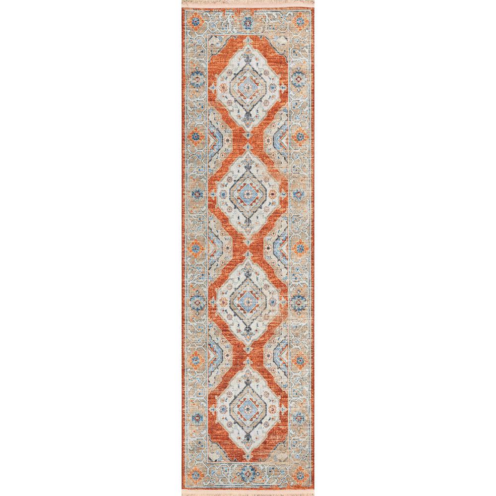 Indoor/Outdoor Marbella MB1 Spice Washable 2'3" x 12' Runner Rug. Picture 1