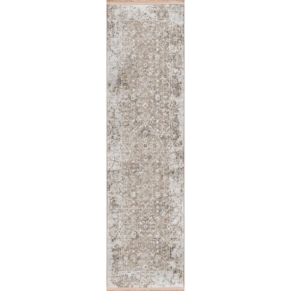 Indoor/Outdoor Marbella MB2 Taupe Washable 2'3" x 12' Runner Rug. Picture 1