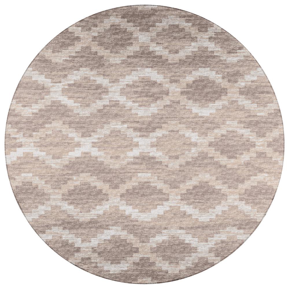 Indoor/Outdoor Sedona SN9 Taupe Washable 4' x 4' Round Rug. Picture 1