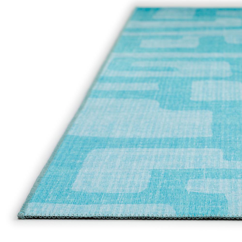 Yuma Turquoise Contemporary Geometric 2'3" x 7'6" Runner Rug Turquoise AYU34. Picture 3